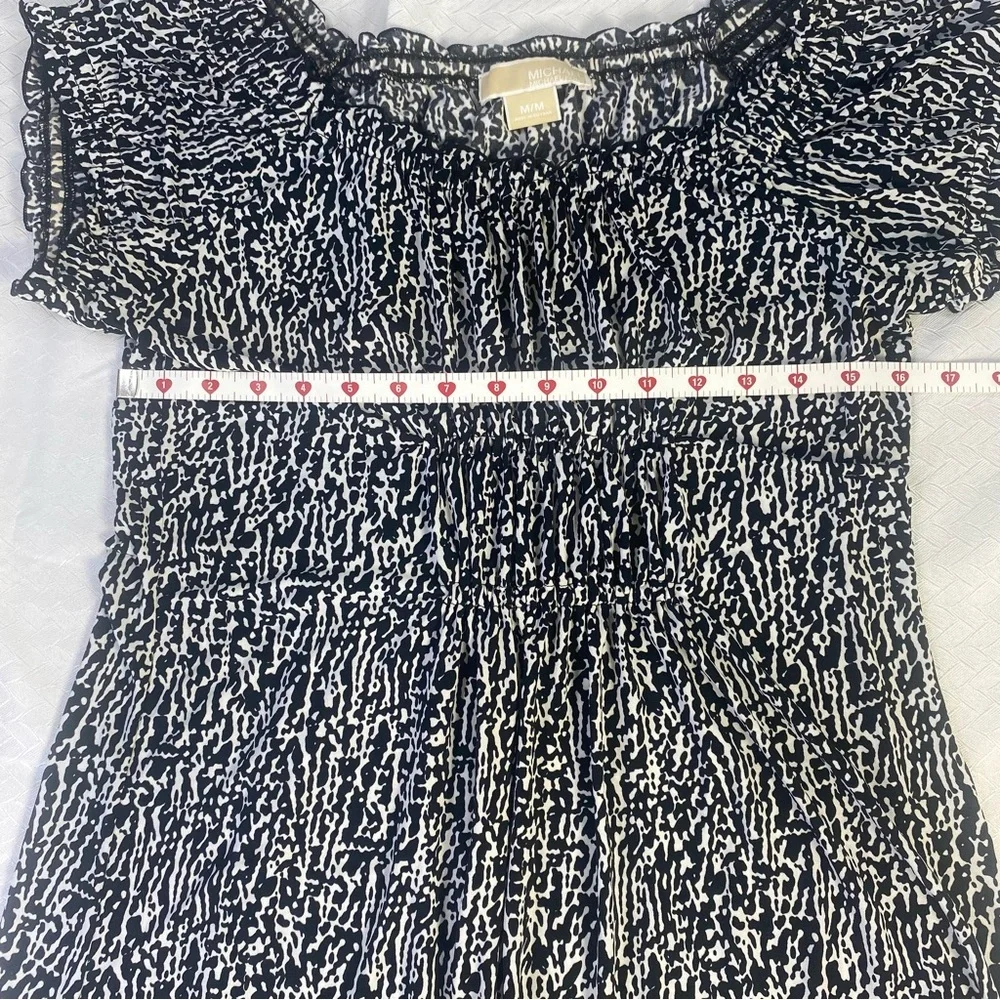 Michael Kors Women’s‎ Black White Printed Smocked Dress Size Medium